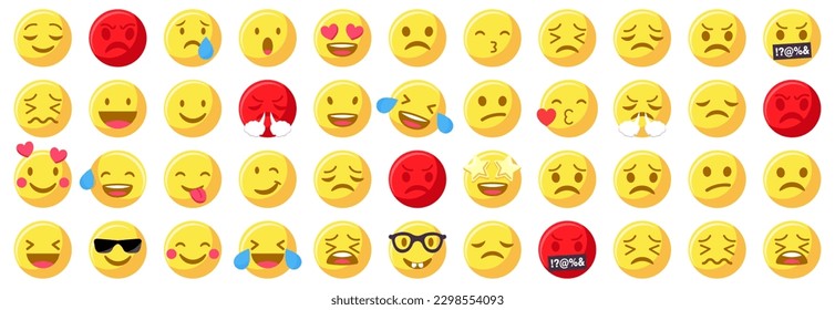 Emoticon smile icon collection. Set of emoji smile face for social media