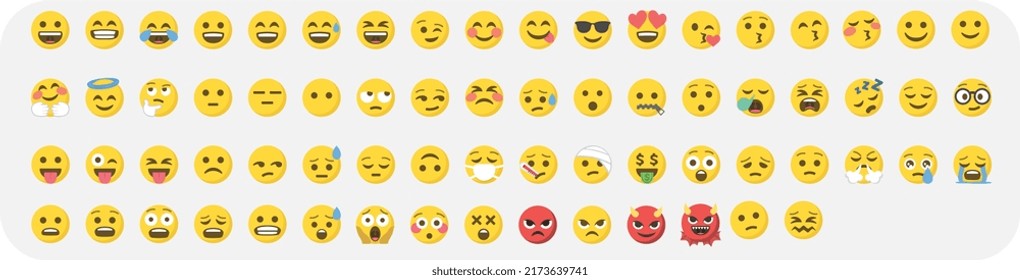  emoticon smile icons. Cartoon emoji set. Vector emoticon set,
Vector illustration EPS10