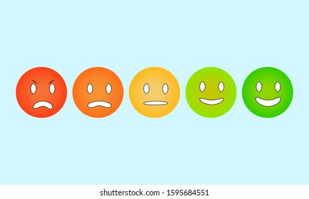 Emoticon smile scale flat vector icons buttons isolated.