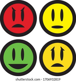 Emoticon Smiley Pack With Mad Angry Sad Unhappy Simple Smiley Face Flat Neutral