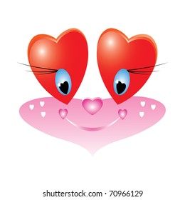 Emoticon smiley to Valentine's Day. Vector illustration on white background