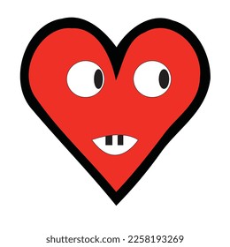 Emoticon smiling face. Love symbol. Isolated on white. Vector