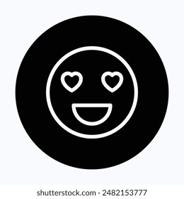 Emoticon Smiling Face. Love Symbol Vector Icon. 