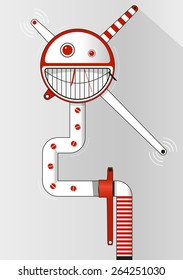 Emoticon - smiling funny face inside circle. Background for text: banner, poster, leaflet.