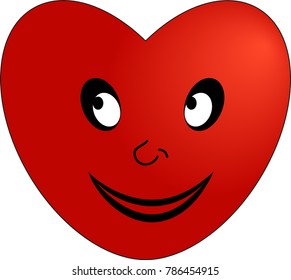 The emoticon of a smiling red heart