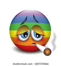 Emoticon smoking cigarette, emoji, smiley - vector illustration