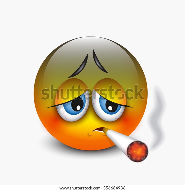 Emoticon Smoking Cigarette Emoji Vector Illustration Stock Vector