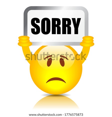 Emoticon with sorry sign, vector illustration on white background