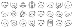 Emoticon Speech Bubble, Social Media Message, Smile With Tongue. Yummy Smile Line Icons. Tasty Food Eating Emoji Face Icons. Delicious Yummy Speech Bubble, Happy Emoticon. Vector
