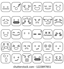 emoticon square face line icon,editable stroke