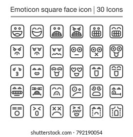 emoticon square face line icon,editable stroke