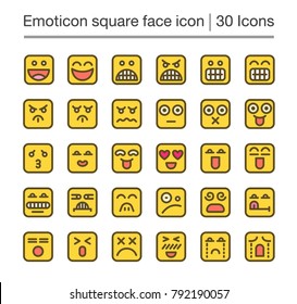 emoticon square face line icon,editable stroke