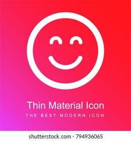 Emoticon square smiling face with closed eyes red and pink gradient material white icon minimal design