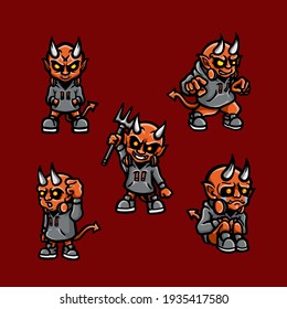 emoticon and sticker of demon character