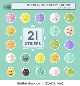 Emoticon Sticker line cut Set. suitable for Education symbol. simple design editable. design template vector. simple symbol illustration