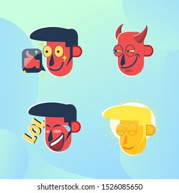 Emoticon Sticker set vector illustration