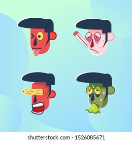 Emoticon Sticker set vector illustration