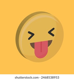 Emoticon sticking her tongue out with yellow colour icon 3d eps editable