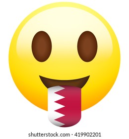 Emoticon with stuck out tongue with country flag on it. Bahrain