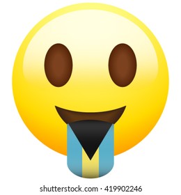 Emoticon with stuck out tongue with country flag on it. Bahamas