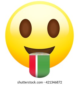 Emoticon with stuck out tongue with country flag on it. Chechen Republic 