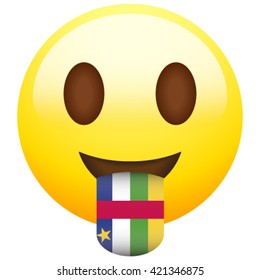 Emoticon with stuck out tongue with country flag on it. Central African Republic