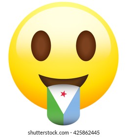 Emoticon with stuck out tongue with country flag on it. Djibouti