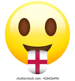 Emoticon with stuck out tongue with country flag on it. England