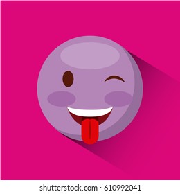 emoticon  Stuck-out Tongue and Winking Eye face icon over pink background. colorful design. vector illustration
