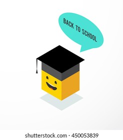 Estudiante de emoticonos: ilustración conceptual de vuelta a la escuela