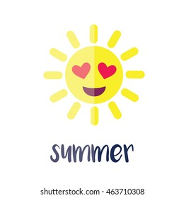 emoticon sun in the summer illustration isolated in a white background