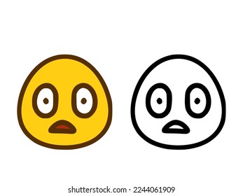Emoticon con cara sorprendida al estilo doodle aislado en un fondo blanco