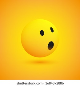 Emoticon with Surprised Face, Open Mouth and Eyes - Simple Emoticon on Yellow Background - Vector Design Illustration
