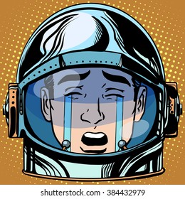 emoticon tears roar Emoji face man astronaut retro