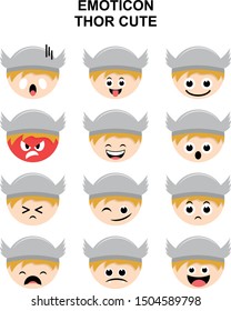 emoticon Thor cute super hero marvel vector simple