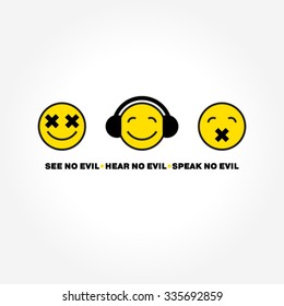 Emoticon three monkeys vector