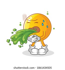  emoticono vomitar caricatura. vector de mascota de dibujos animados
