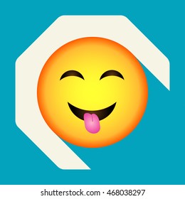 Emoticon tongue out face vector illustration on background.