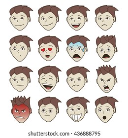 Emoticon unusual set of faces - vector illustration