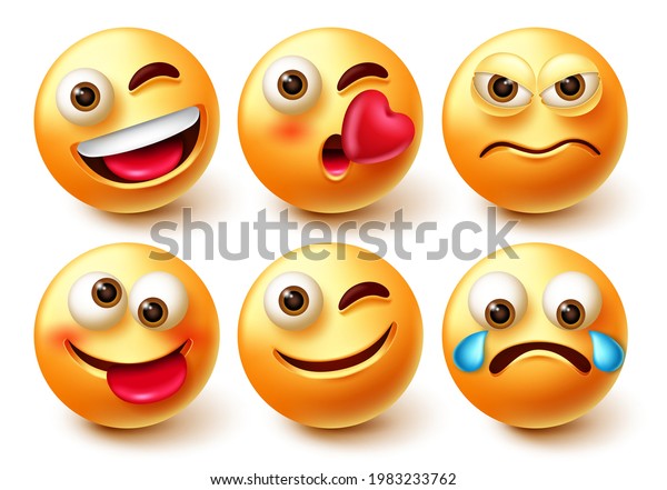 Emoticon Vector Character Set Emoji 3d Characters With Facial Expressions Happy Angry Crying 9251