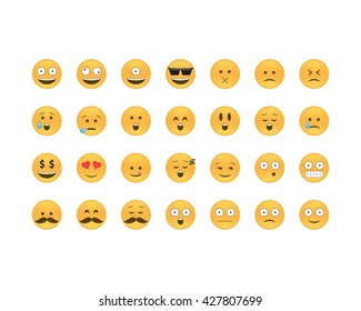  Emoticon vector. Emoji vector. Smile icon set.  Emoticon icon web - stock vector.