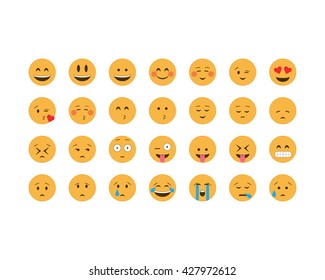  Emoticon vector. Emoji vector. Smile icon set.  Emoticon icon web - stock vector.
