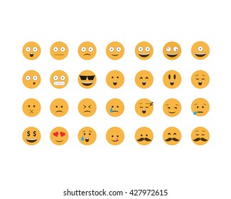  Emoticon vector. Emoji vector. Smile icon set.  Emoticon icon web - stock vector.
