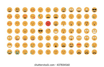 Emoticon vector. Emoji vector. Smile icon set.  Emoticon icon web - stock vector.