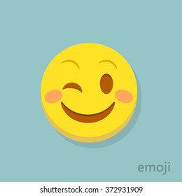 Emoticon vector. Flat eyewink emoticon. Isolated vector illustration on bbackground