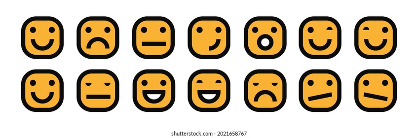 Emoticon Vector Icons. Set Of Emoticons Or Face Reaction Icons Showing Different Facial Expressions, Reactions And Emotions	
