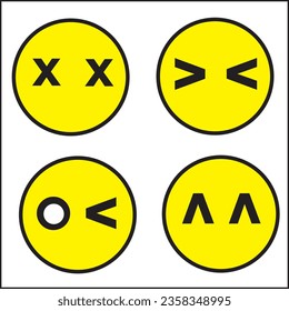 emoticon vector illustration design with various expressions and yellow color. suitable for icons, logos, posters, websites, t-shirt designs, stickers, concepts, advertisements.