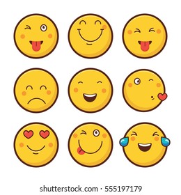 Emoticon vector illustration. Emoticon face on a white background. Different emotions collection.