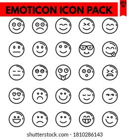 emoticon vector line icons set