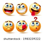 Emoticon vector set. 3d Emoticons characters in happy, smirk, teary eyed and confuse expression for emojis character collection design. Vector illustration